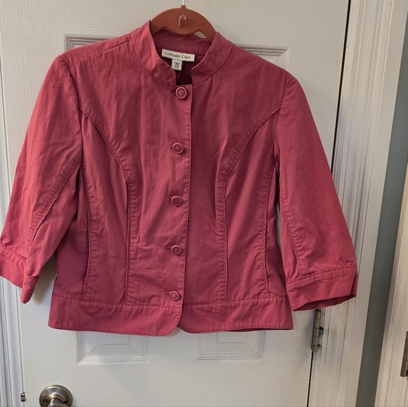 Coldwater Creek Jackets & Blazers - Coldwater Creek Vibrant Pink Cropped Jacket With Front Pockets, Size 12P